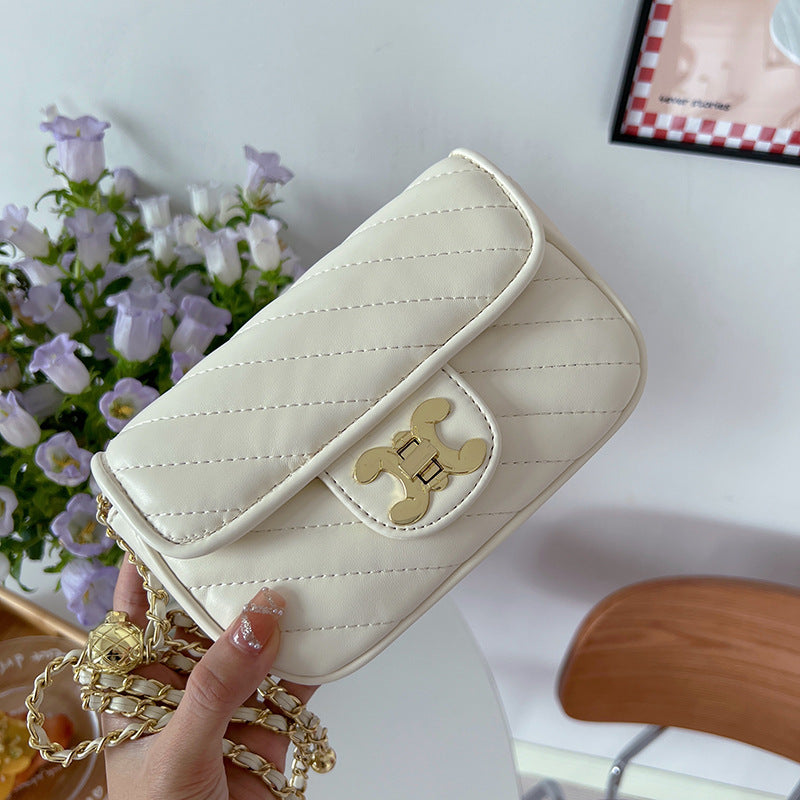 Texture Female Lucky Beads Diamond Style Chain Crossbody Bags