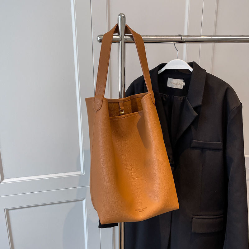 Women's Soft Leather Sense Big Autumn Fashion Commuter Large Shoulder Bags