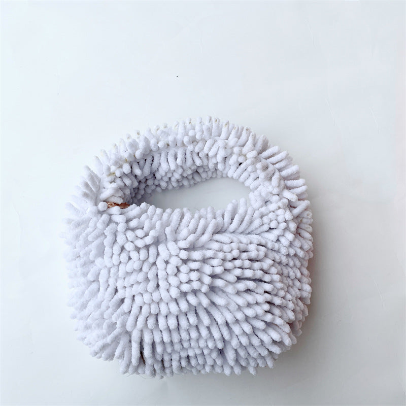 Plush Candy Color Lunch Box Cute Fashion Cotton Handbags