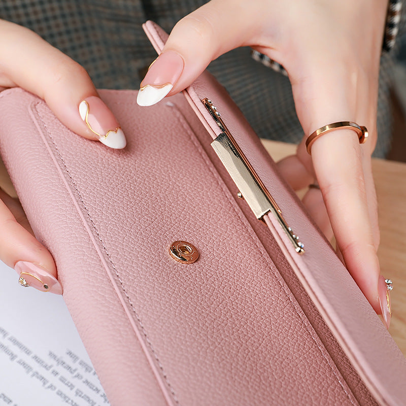 Women's Lychee Pattern Korean Fashion Elegant Ladies Wallets