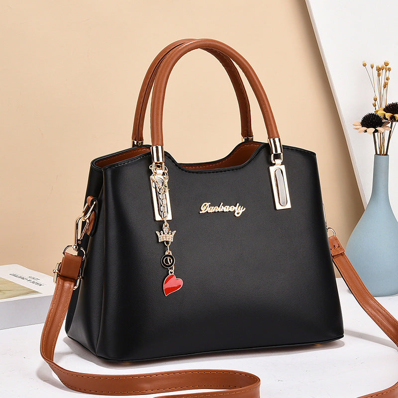 Women's Simple Contrast Color Large Capacity Mom Handbags