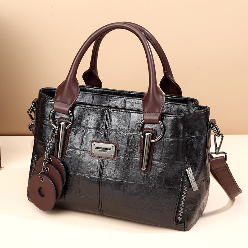 Women's Retro Plaid Contrast Color Portable Large Handbags