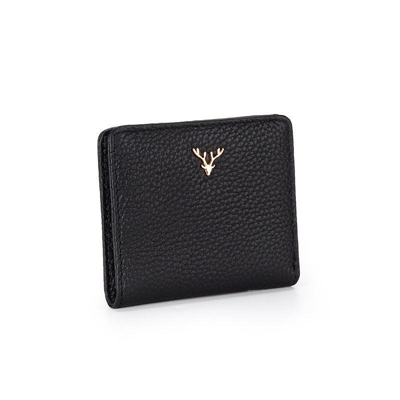Women's Leather Short Fashion Full Cowhide Fold Purses