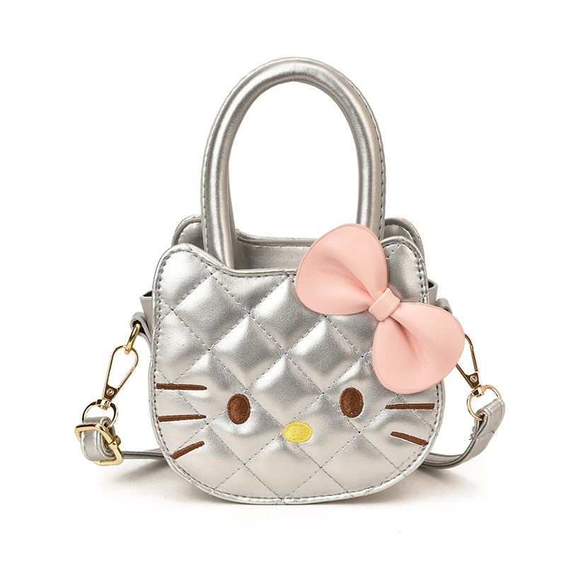 Women's Fashion Cartoon Bow Mini Hand Style Rhombus Women's Shoulder Bag