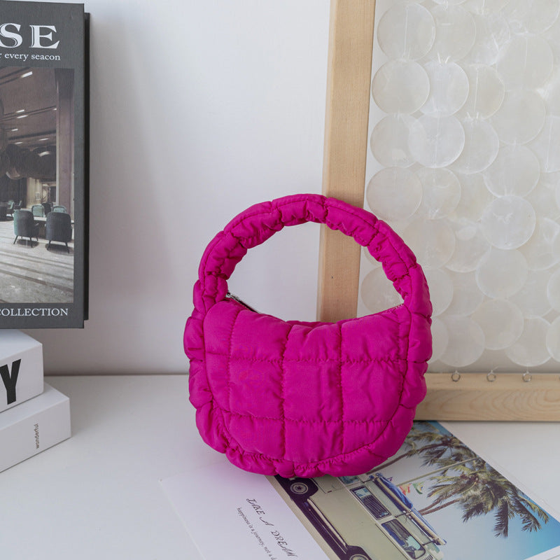 Women's Plaid Down Cotton Bubble Fashion Pleated Handbags