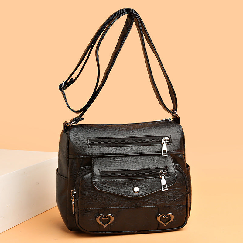 Women's People's Soft Leather Versatile Mom Shoulder Bags