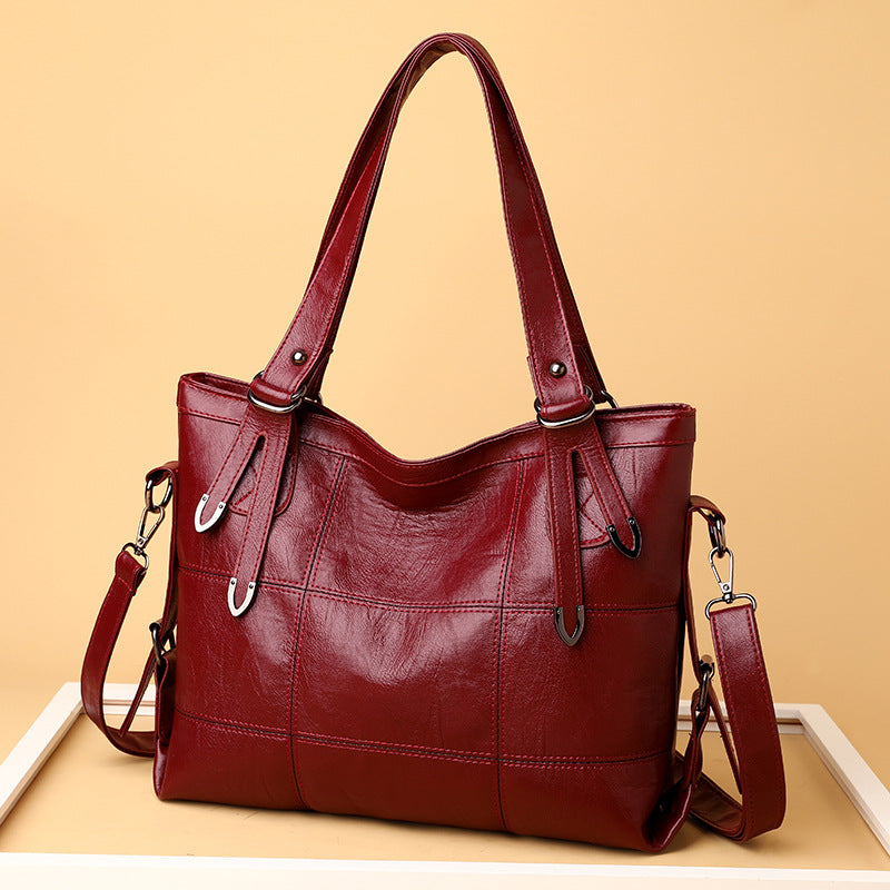 Women's Soft Leather Textured Large Capacity Fashion Shoulder Bags