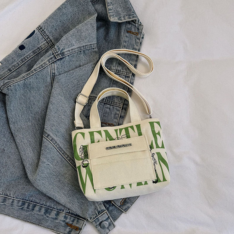 Thailand Design Canvas Contrast Color Letters Shoulder Bags