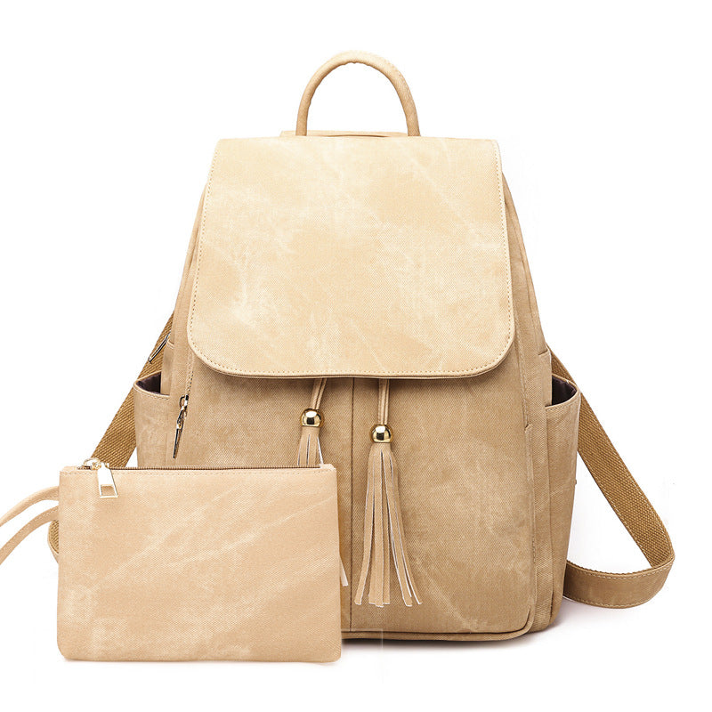 Women's Candy Color Large Capacity Trendy Tassel Backpacks