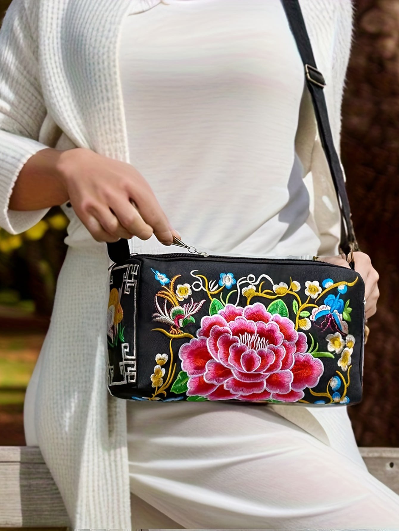 Ethnic Style Canvas Embroidered Retro Han Chinese Crossbody Bags