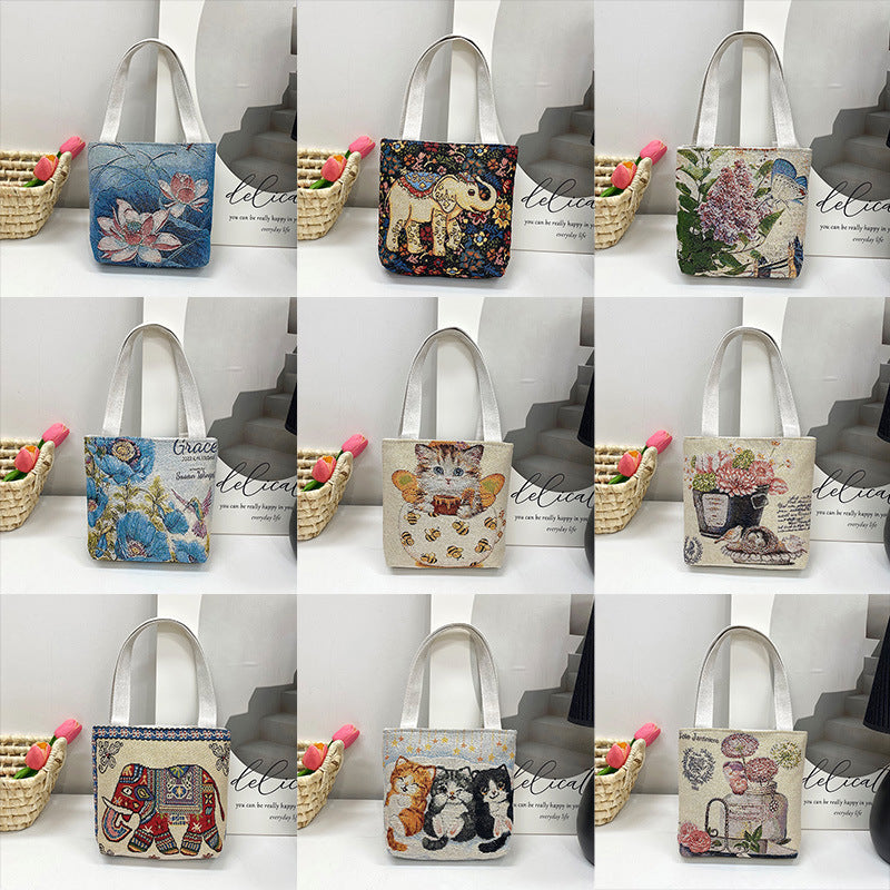 Gold Silk Double-sided Embroidered Ethnic Style Handbags