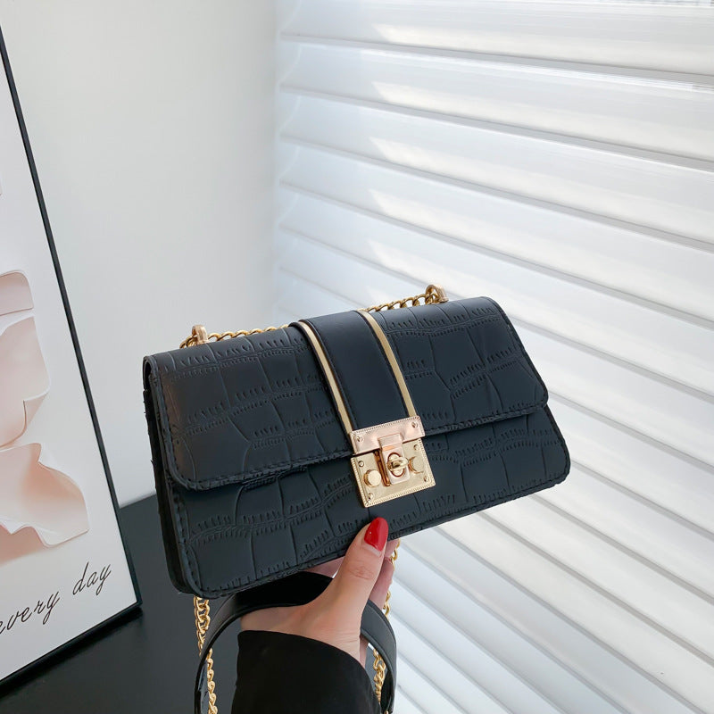 Underarm Korean Style Fashion Chain Trendy Texture Stone Crossbody Bags