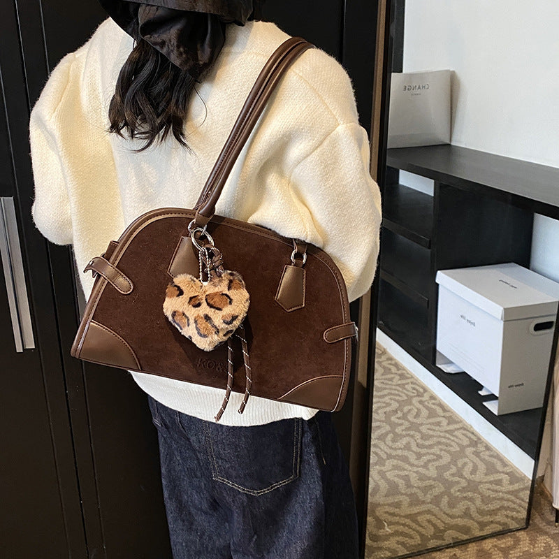 Women's Design Portable Retro Frosted Boston Large Shoulder Bags