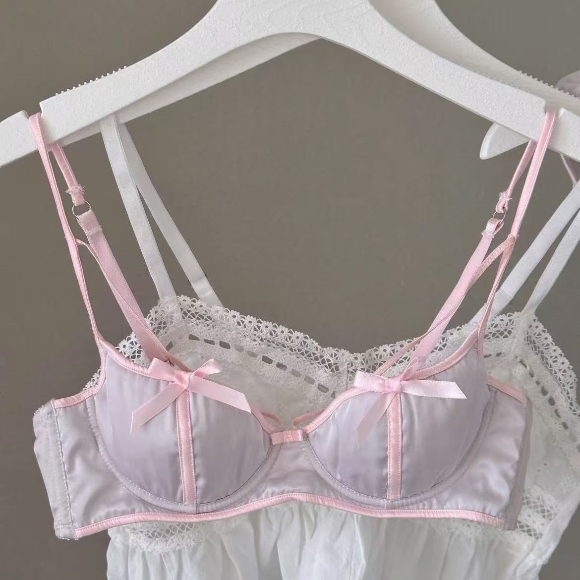 French Retro Oil Painting Sweet Satin Lingerie Sets