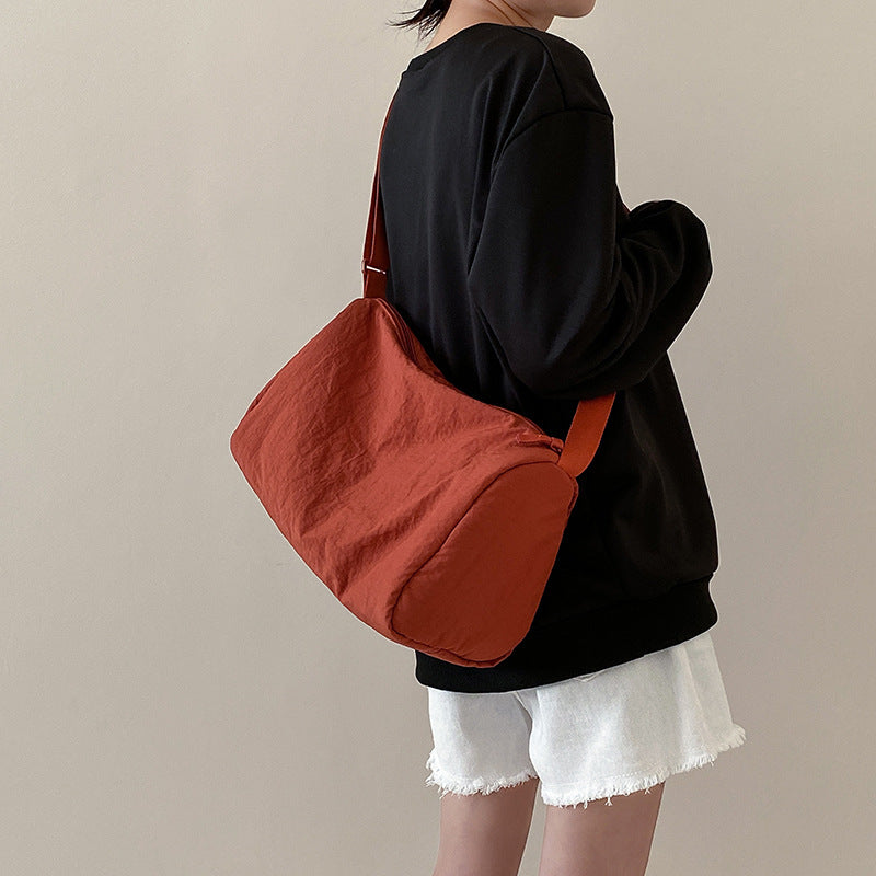 Nylon Fitness Female Solid Color Draping Crossbody Bags