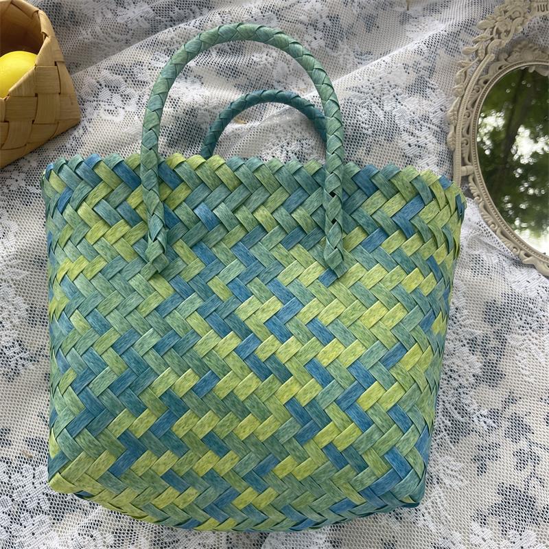 Women's Vegetable Basket Imitation Rattan Woven Hand Gift Handbags
