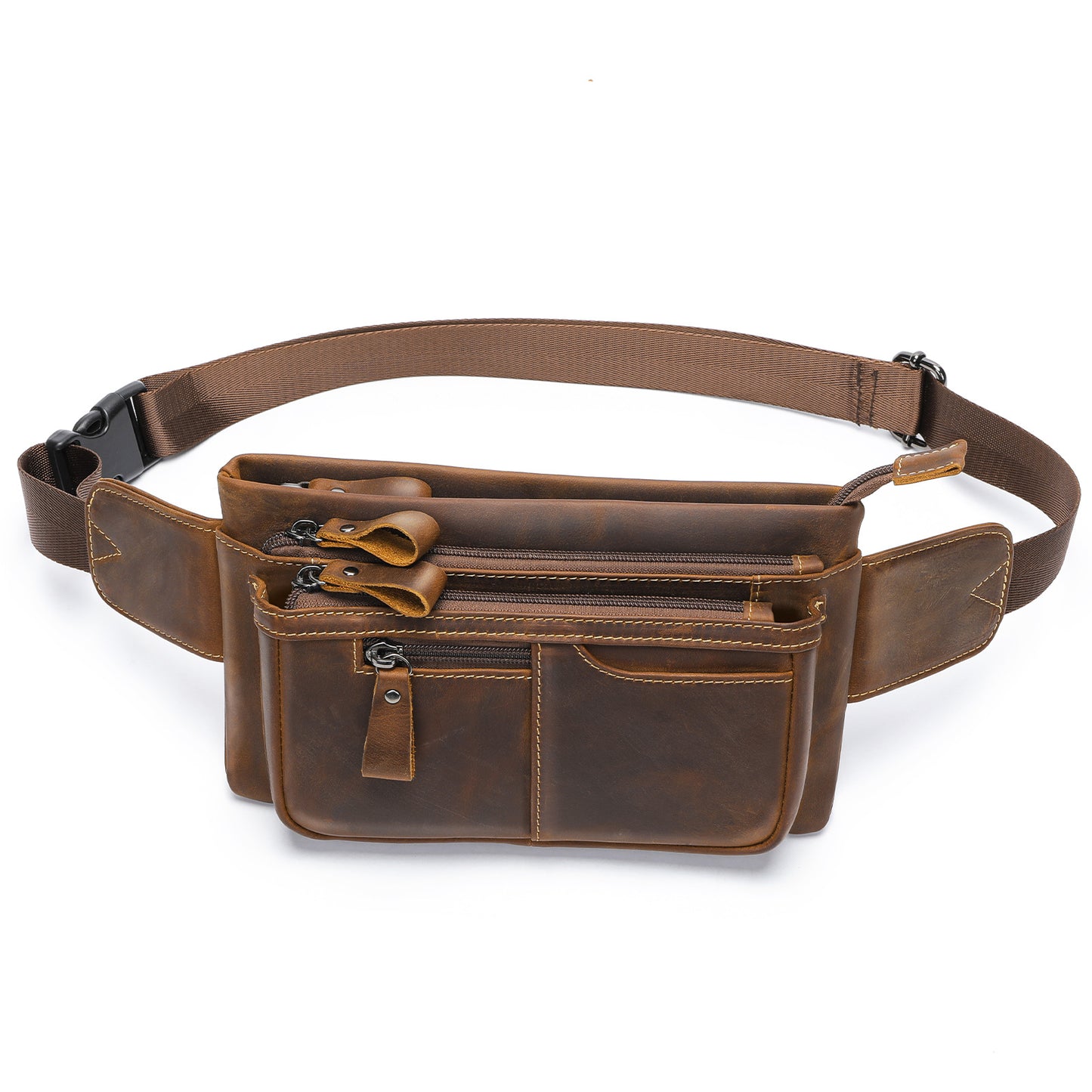 Men's Glamorous Leather First Layer Cowhide Men's Waist Packs