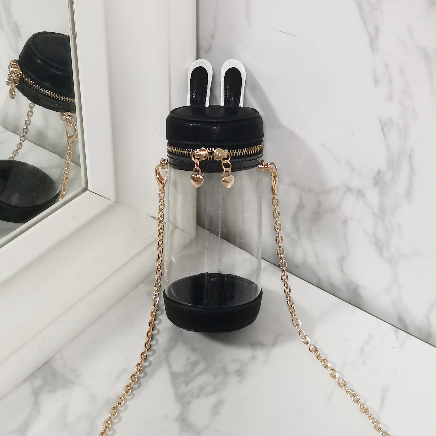 Cotton Doll Transparent Cartoon Rabbit Ear Shoulder Bags