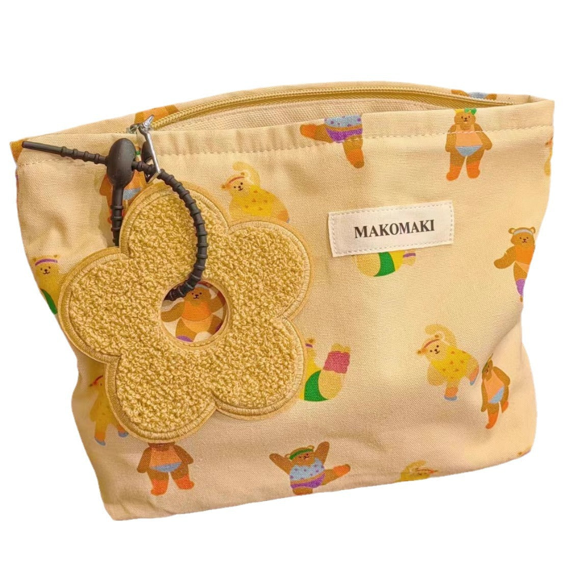 Women's Cute Little Bear Canvas Portable Large Cosmetic Bags