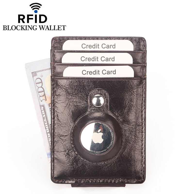 Apple Tracker Protective First Layer Cowhide Card Holder
