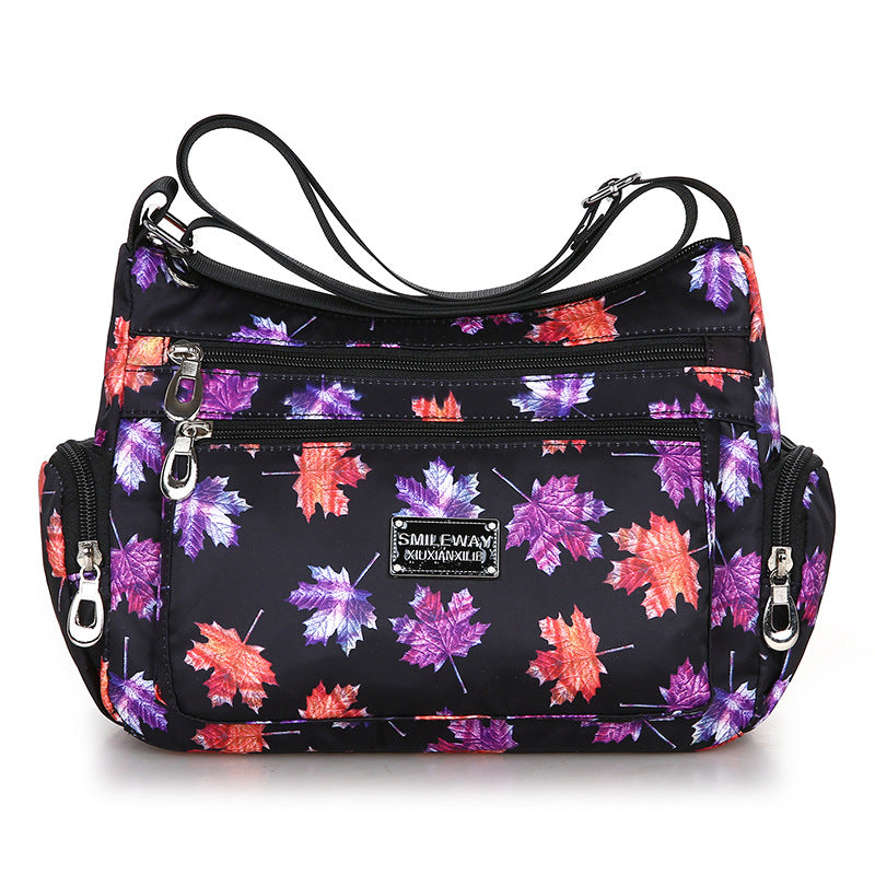 Women's Fashionable Printing Shopping Commuter Waterproof Nylon Shoulder Bags