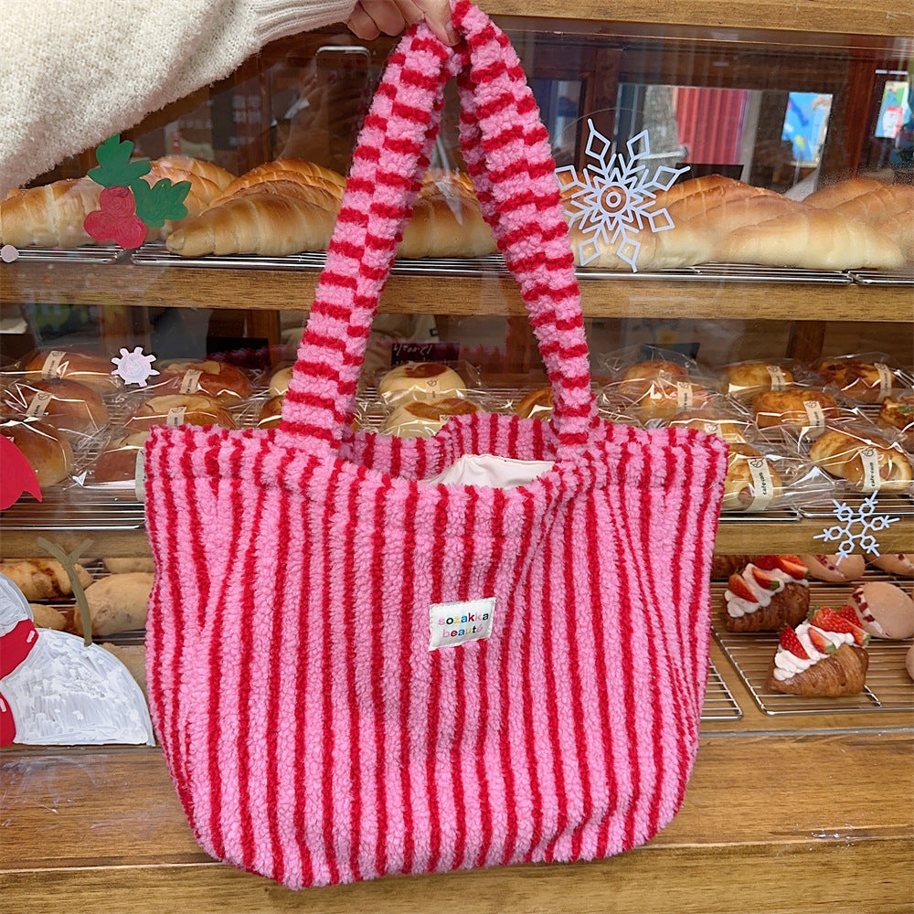Women's Plush Winter Colorful Polka Dot Class Shoulder Bags