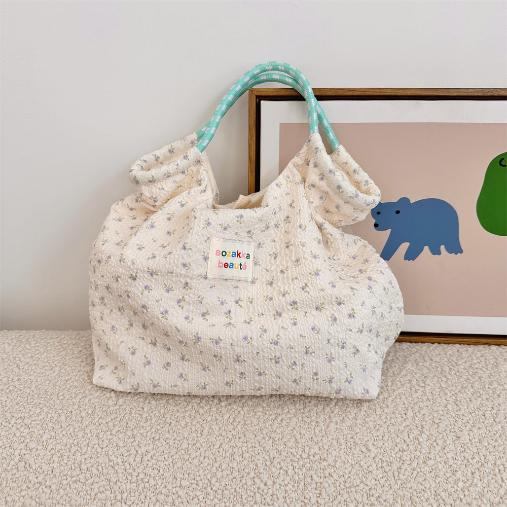 Women's Embossed Rabbit Hand Portable Canvas Commuter Shoulder Bags