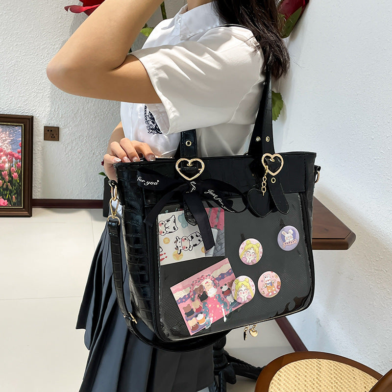 Cartoon Underarm Crocodile Pattern Transparent Portable Crossbody Bags