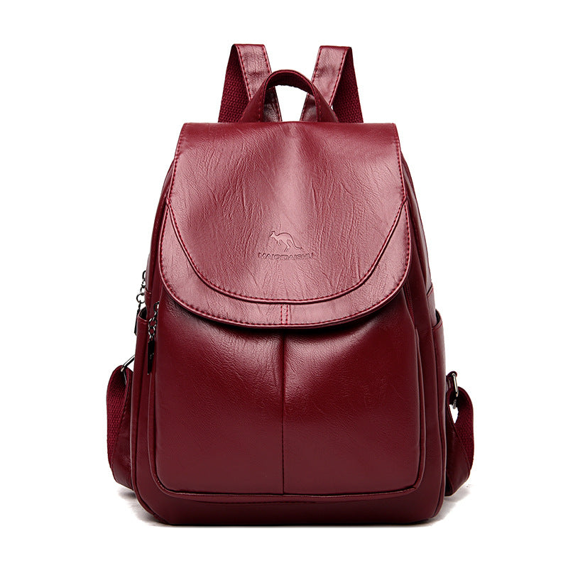 Women's Summer Fashion Soft Leather Large Capacity Backpacks