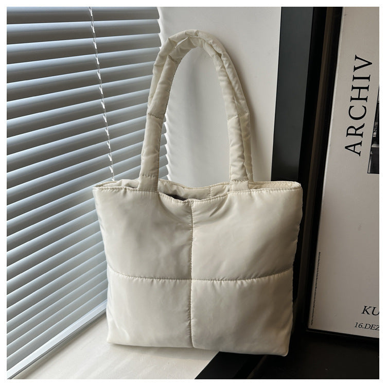 Clothes Solid Color Nylon Plaid Down Simple Bags