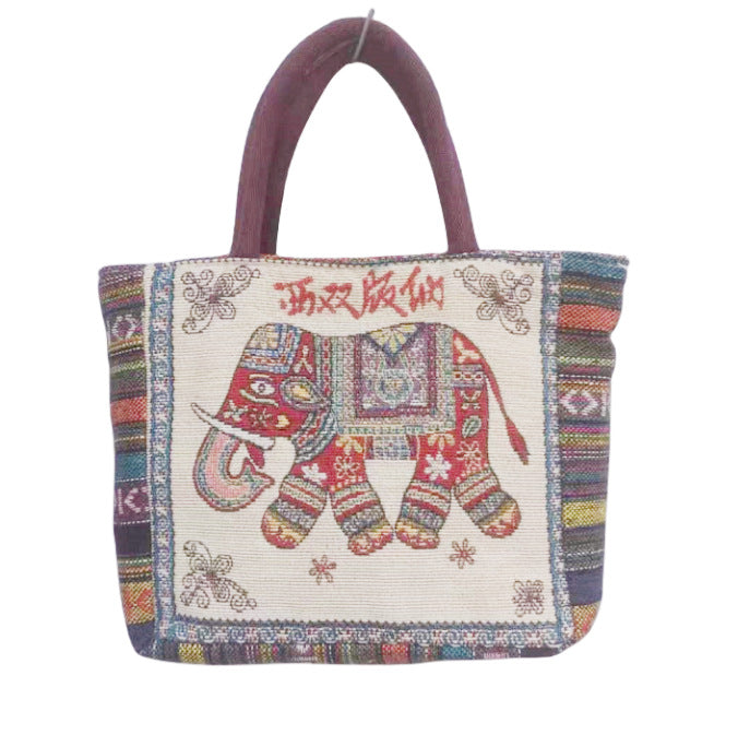 Large Capacity Double Sided Embroidery Elephant Shoulder Bags