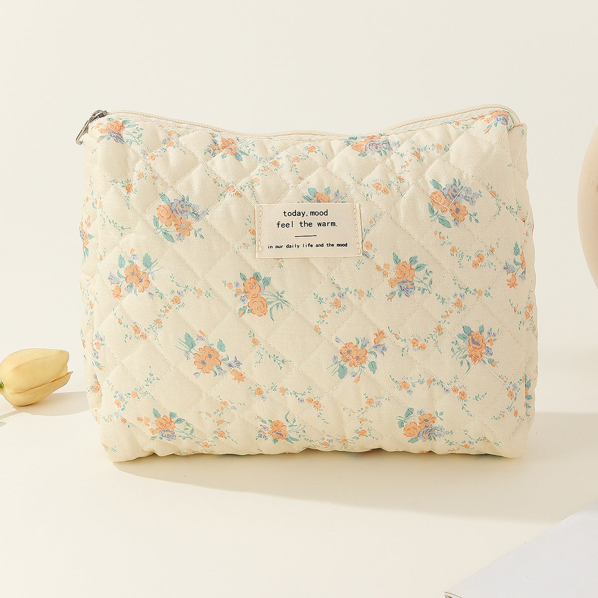 Capacity Liner Floral Storage Carrying Quilted Cosmetic Bags