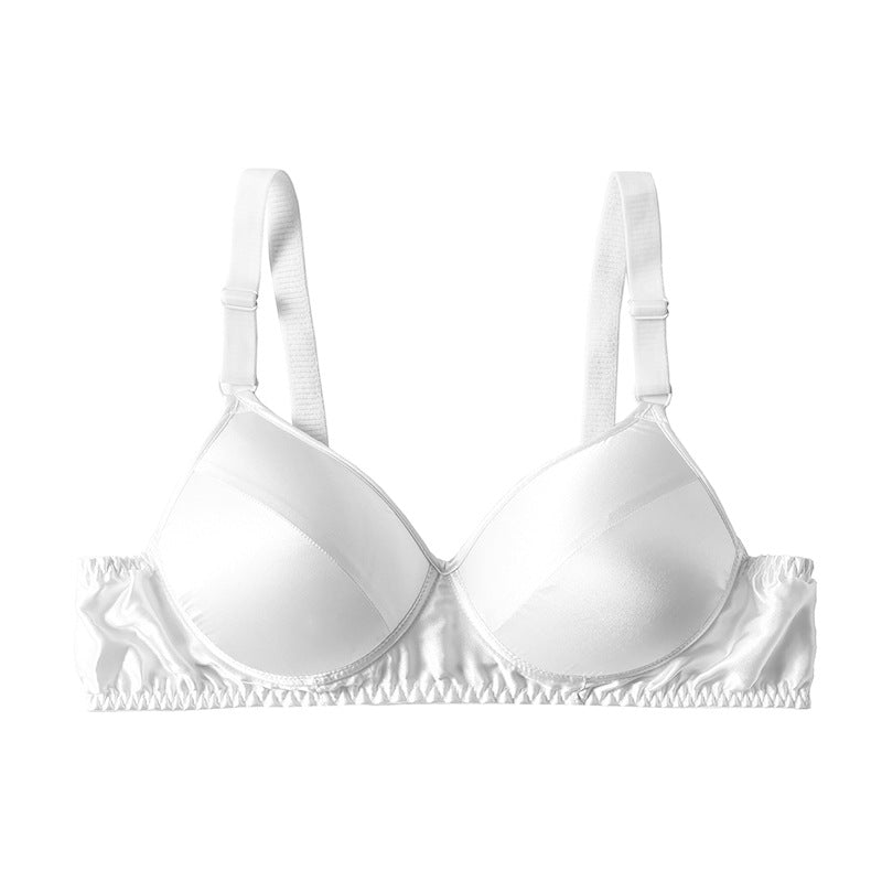 Women's Summer Thin Small Chest Gathered Mulberry Everyday Bras