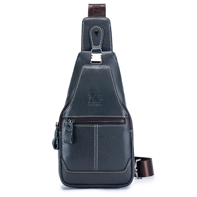 Men's Leather First Layer Cowhide Retro Style Men's Chest Bags