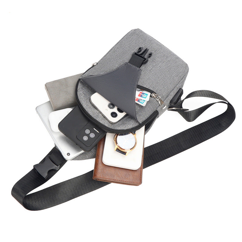 Men's Attractive Waterproof Rechargeable Riding Trend Men's Chest Bags