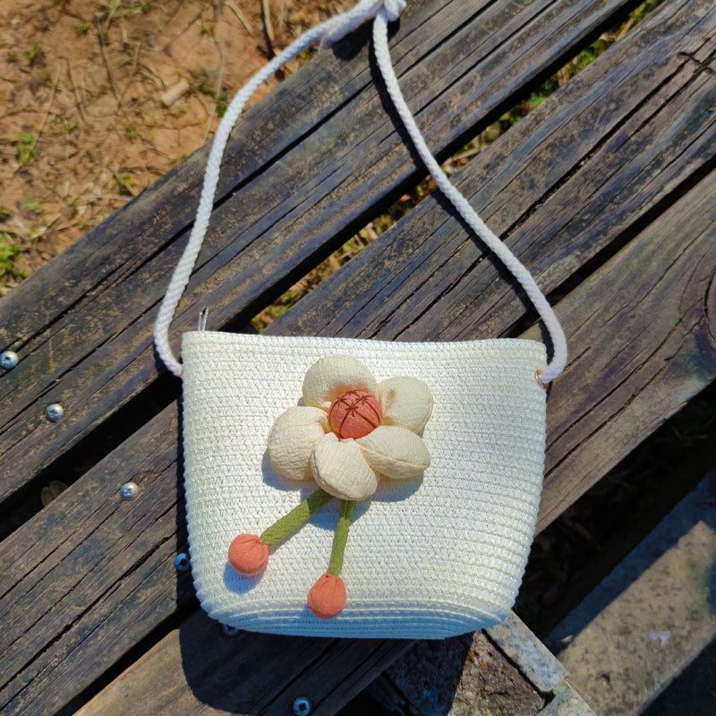 Children's Summer Weaving Straw Cute Mobile Western Phone Bags