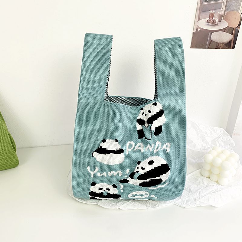 Panda Vest Knitted Large Capacity Totes Handbags