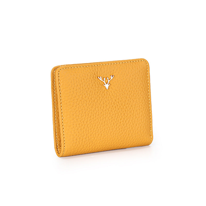 Women's Leather Short Fashion Full Cowhide Fold Purses