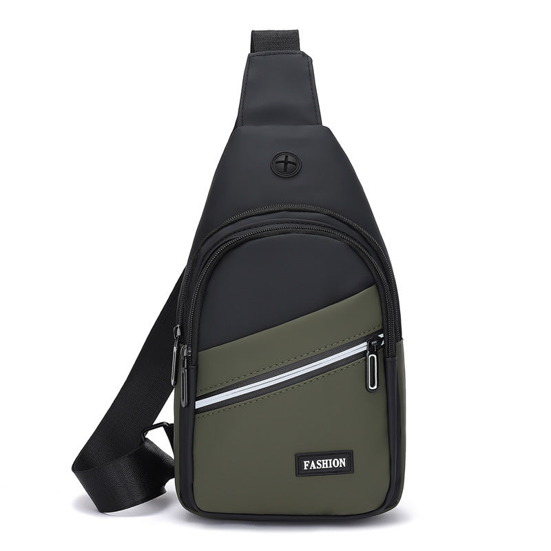 Men's Simple Contrast Color Slanted Trendy Business Men's Chest Bags