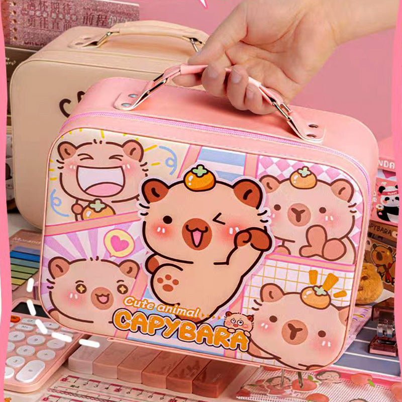 Portable With Mirror Cartoon Clow Hand Account Gu Storage Makeup Bag