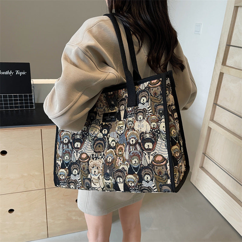 Women's Large Capacity Canvas Fashion Fashionable Class Shoulder Bags