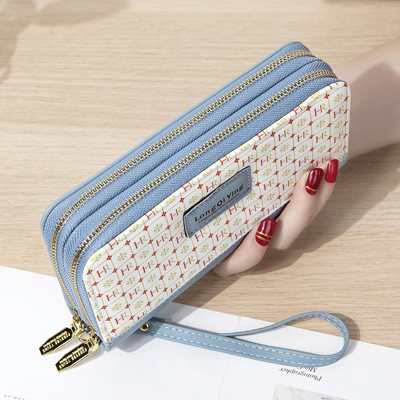 Women's Wild Double Zipper Korean Style Letters Large Capacity Mobile Ladies Wallets