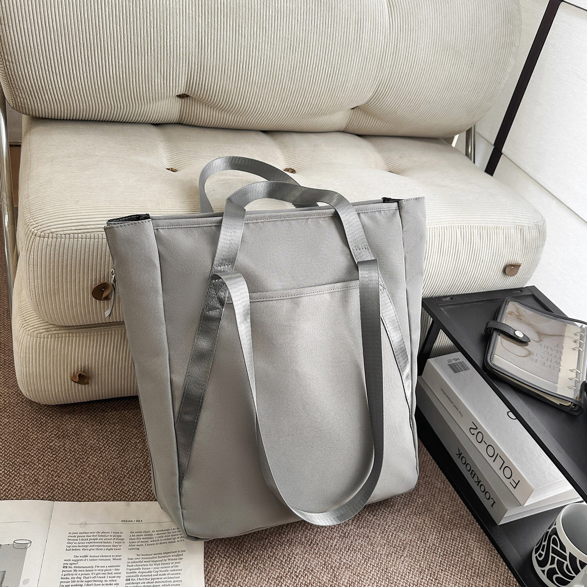 Pure Color Simple Nylon Female Large Capacity Totes For Shoulder Bags