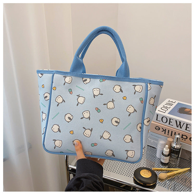 Printed Canvas Portable Cute Lunch Box Handbags
