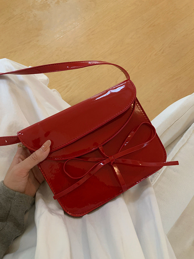 Spring Design Korean Style Bow Patent Leather Crossbody Bags