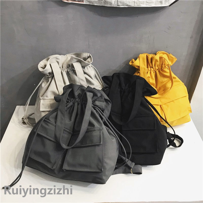 Durable Work Clothes Drawstring Canvas Schoolgirl Handbags