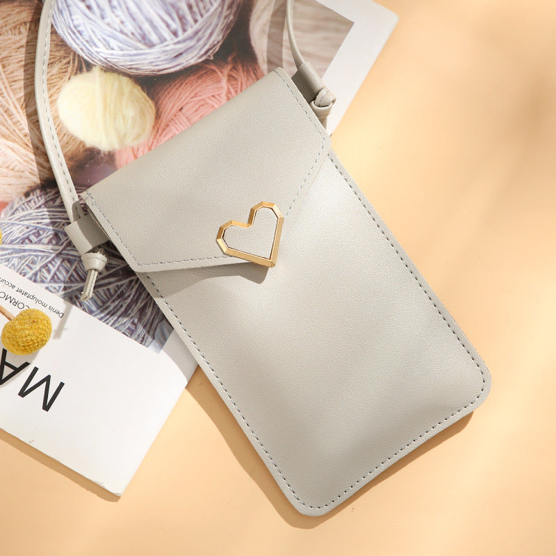 Transparent Touch Screen Mobile Female Retro Solid Color Crossbody Bags