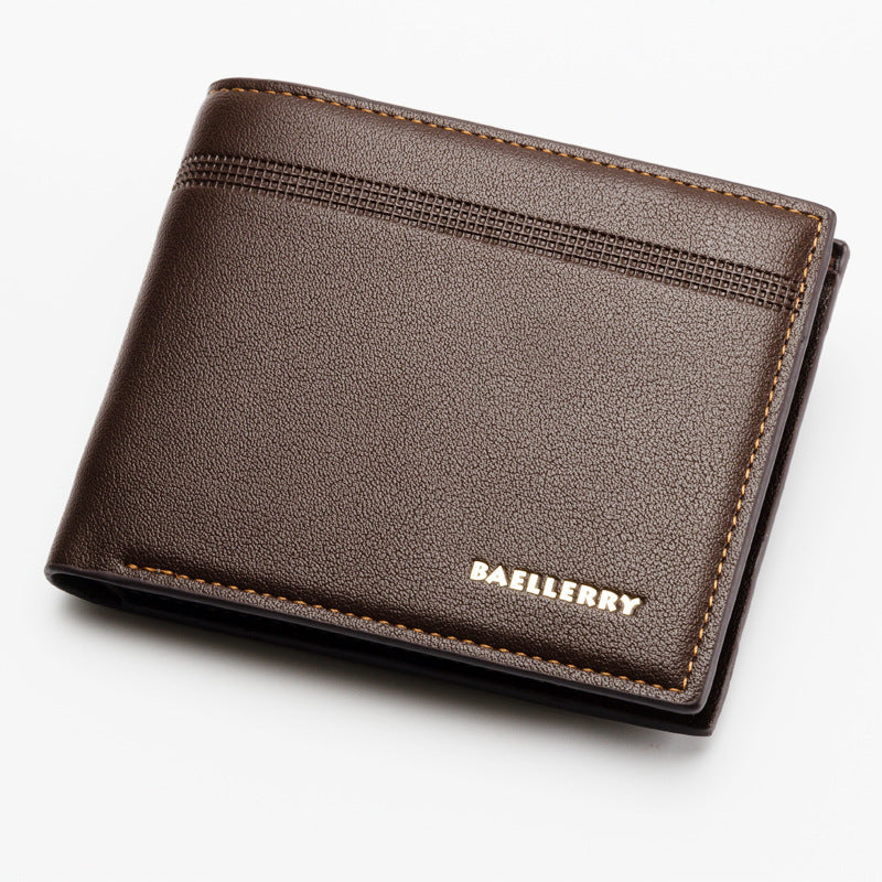 Men's Short Multiple Slots Lychee Pattern Business Card Holder