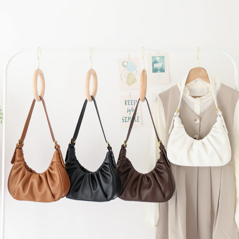 Women's Simple Pleated Cloud Western Leisure Fashion Crossbody Bags