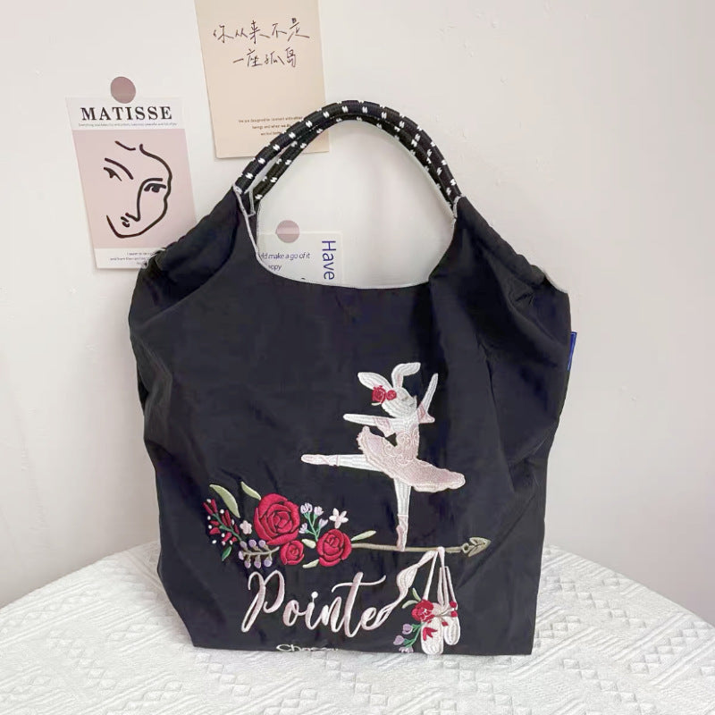 Homemade Shopping Nylon Cloth Embroidery Flower Bags